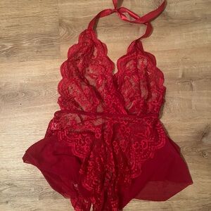 Floral Lace Halter Bodysuit